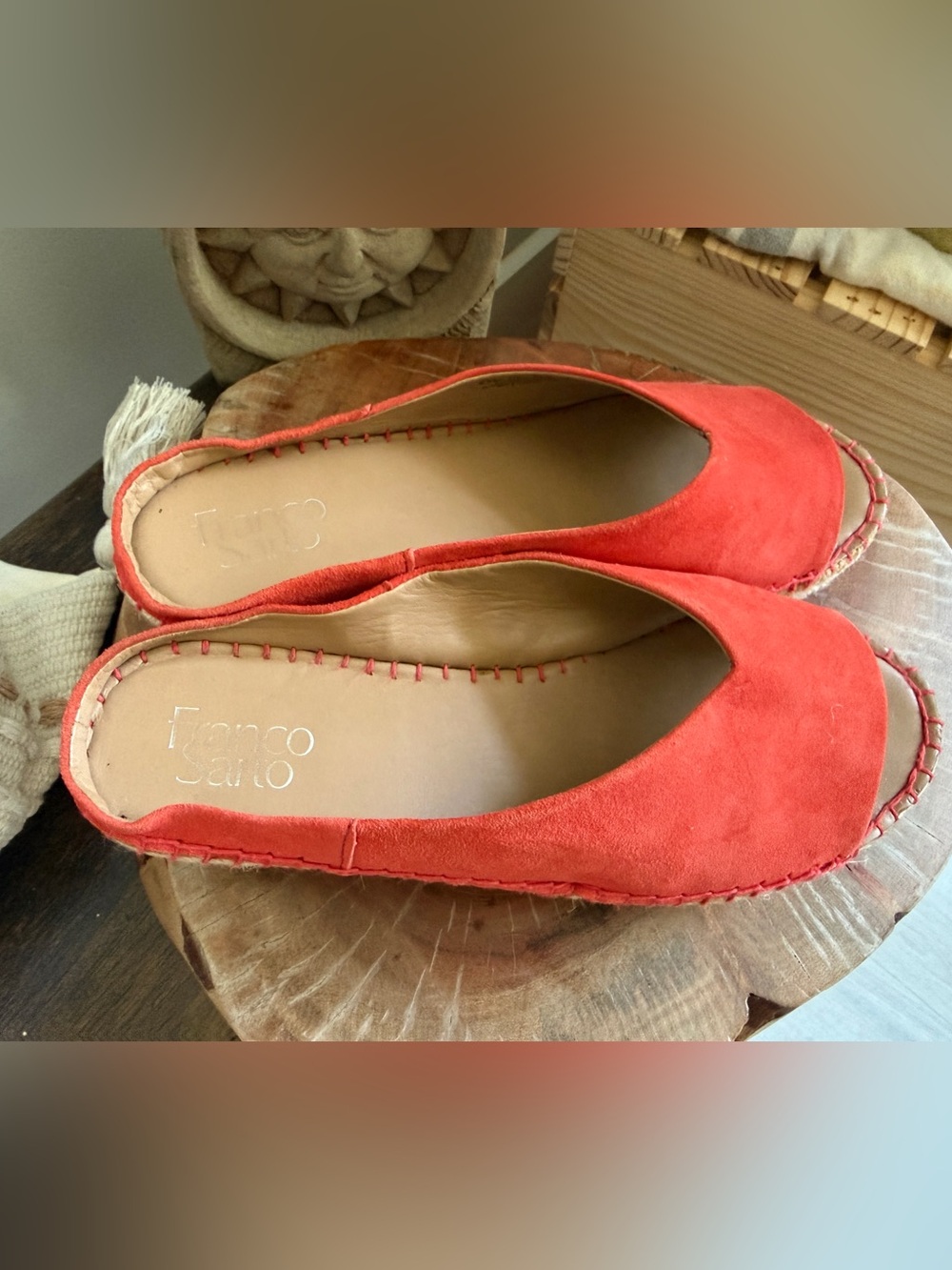 Franco Sarto Pine Espadrille Orange Suede Open-Toe Platform Slide - Picture 3 of 9